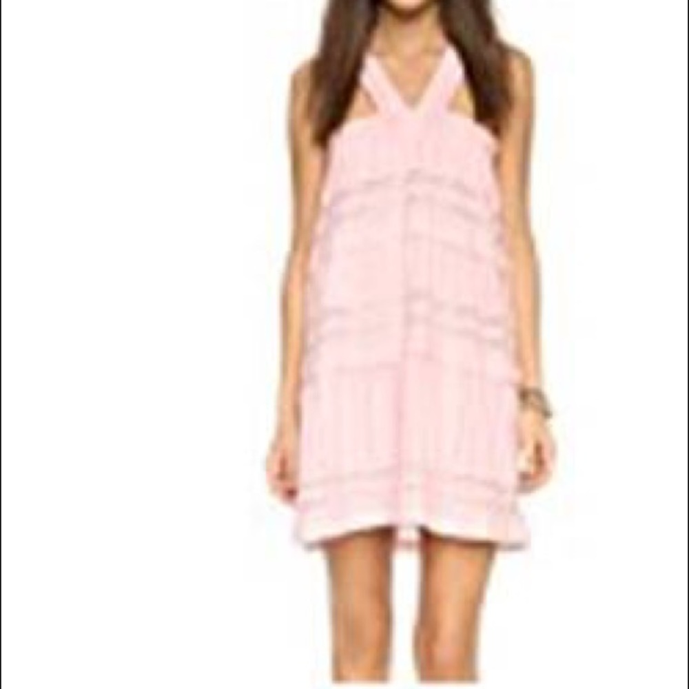 Pink Ruffled Halter Dress